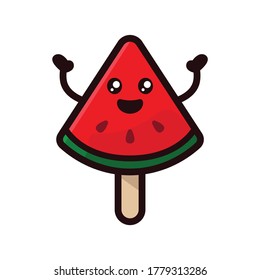 Watermelon fruit cute mascot design illustration