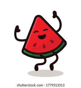 Watermelon fruit cute mascot design illustration 
