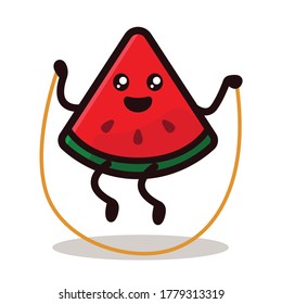 Watermelon fruit cute mascot design illustration 