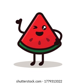 Watermelon fruit cute mascot design illustration 