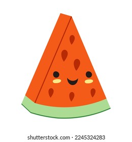 Watermelon Fruit with Cute Smiling Face as Ketogenic Diet Food Vector Illustration