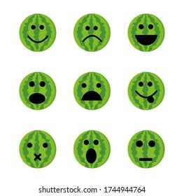 Watermelon fruit design vector illustration of emoticon