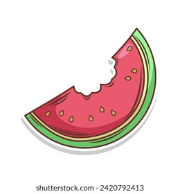 Watermelon fruit doodle cartoon hand draw illustration art