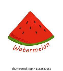 Watermelon, fruit doodle drawings vector illustration