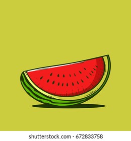 Watermelon fruit doodle hand drawn vector illustration