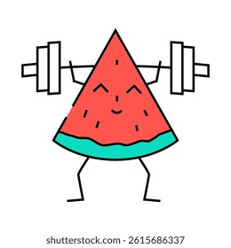 watermelon fruit fitness character line icon vector. watermelon fruit fitness character sign. isolated symbol illustration