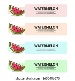 Dibujo plano de fruta de la sandía con hojas de fondo vectorial. Escalable y editable. Diseño de vectores para banner, fondo, tarjeta, página de inicio, folleto, volante, portada