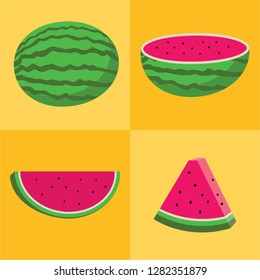 Watermelon fruit flat in pop art print style