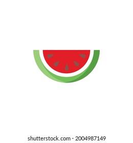 Watermelon fruit in flat vector illustration. Healthy organic and farm fresh super food. Supermarket and vegan restaurant decorative menu elements. Natural school lunch.