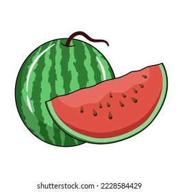 Watermelon fruit flat vector illustration