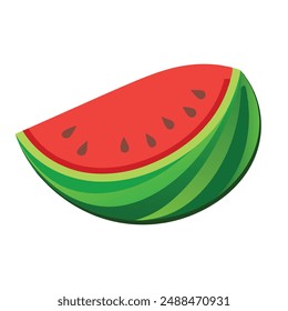Watermelon fruit flat vector illustration on white background.