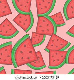 Vector de mano dibujado con sandía Ilustración de patrón sin inconvenientes
