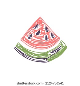 Watermelon fruit. Hand drawn vector illustration. Pen or marker doodle sketch.