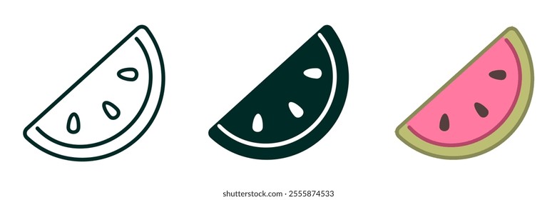 Watermelon Fruit icon collection simple design Editable Transparent isolate background
