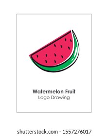 Watermelon fruit icon. Linear and hand-made image of a pretty fruit. Editable vector.