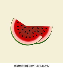 Watermelon Fruit Icon on the yellow background. Vector illustration