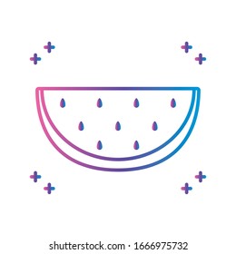 icono de la sandía sobre fondo blanco, estilo de línea de degradado, ilustración vectorial