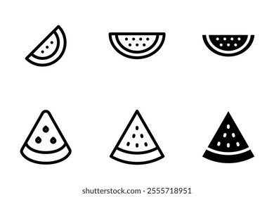 watermelon fruit icon vector set	