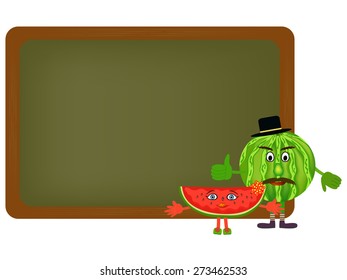 water-melon fruit illustration with board