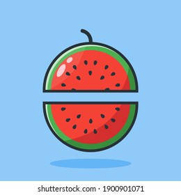 watermelon fruit illustration design halved