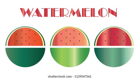 watermelon fruit illustration - fresh summer fruits - vector set