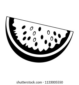 Watermelon fruit isolated black and white