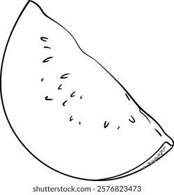 Watermelon Fruit Isolated Outline llustration. 