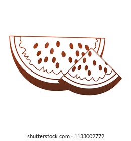 Watermelon fruit isolated red lines