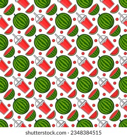 Jugo de fruta de la sandía ilustración de fondo sin soldadura
