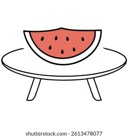 Watermelon Fruit Line Art Vector for Kids Hand Drawing and Learning – Simple Tropical Fruit Outline Illustration