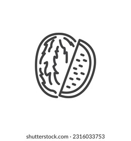 Icono de la línea de fruta de la sandía. signo de estilo lineal para concepto móvil y diseño web. Icono vectorial de contorno de la sandía. Símbolo, ilustración del logotipo. Gráficos vectoriales
