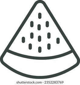 Watermelon fruit logo design. Food icon on white background. Cute snack outline illustration. Minimalistic black white colored symbol. Perfect for making business icons or stickers