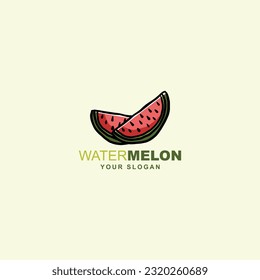 vector de diseño del logotipo de la fruta de la sandía