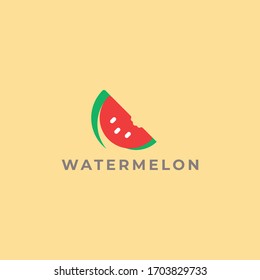 Watermelon fruit Logo with half slice,design template Premium Vector 