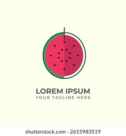 Watermelon fruit logo vector, fresh summer fruit design, natural tropical farming branding