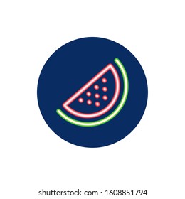 watermelon fruit neon light icon vector illustration design