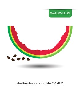 Watermelon, fruit on white background. Flat design style. vector illustration.