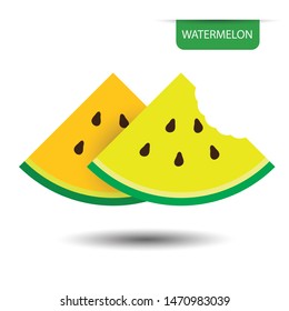 Watermelon, fruit on white background. Flat design style. vector illustration.