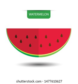 Watermelon, fruit on white background. Flat design style. vector illustration.