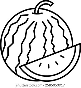 Watermelon Fruit Outline drawing hand black 