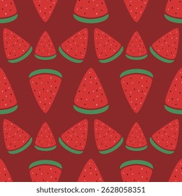 watermelon fruit pattern, fruit background theme, red background, print for paper or cover