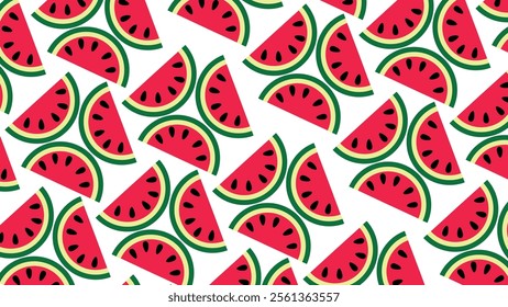 Watermelon fruit pattern background. Vector of Watermelon fruit icon. Perfect for textile, fabric, print, web, business, advertising, social media, many more. SSTKbackgrounds 
