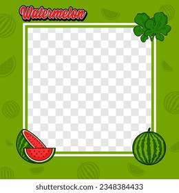 Watermelon fruit photo frame cover background design for label product, shop logo, stamp, banner, and more