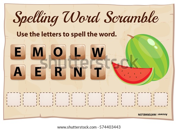 watermelon-fruit-scramble-worksheet-stock-vector-royalty-free