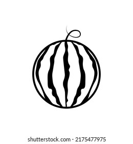 Watermelon fruit simple black icon. Vector EPS 10. Fresh summer illustration. Sweet tasty desert. For any platform. Trendy flat isolated on white, symbol, sign, dev, app, design, web, ui, gui, ux