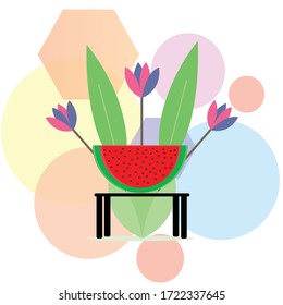 A watermelon fruit simple vectors illustration