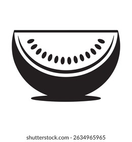 Watermelon fruit slice or cross section with seeds line art vector icon for apps and websites. Vector black silhouette. with white background
