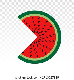 watermelon fruit slice flat icon for apps and websites on a transparent background
