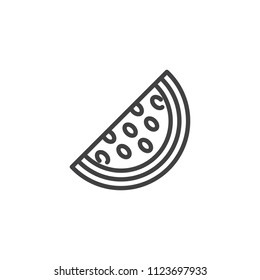 Watermelon fruit slice outline icon. linear style sign for mobile concept and web design. Summer diet food simple line vector icon. Symbol, logo illustration. Pixel perfect vector graphics