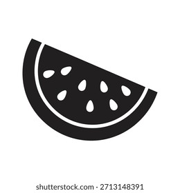 Watermelon fruit slice piece icon symbol solid glyph vector design element summer red fresh sweet melon dessert healthy food organic nature